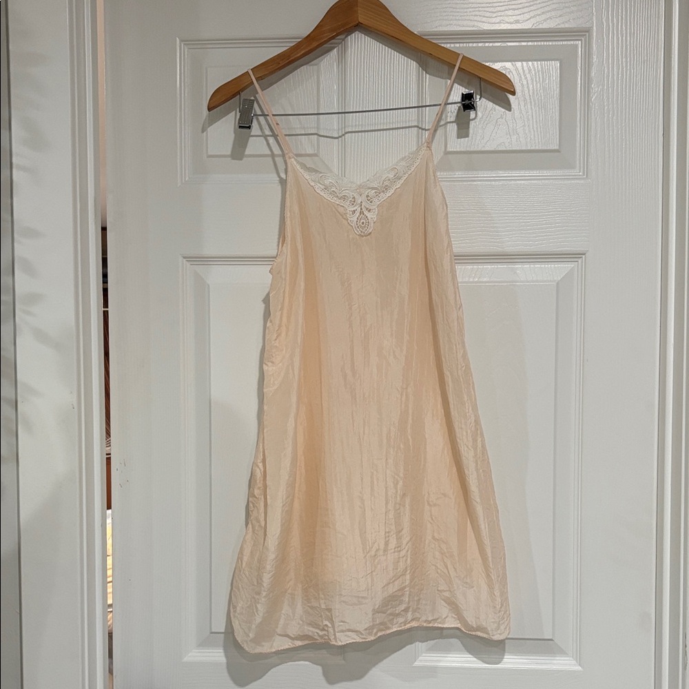 🍑Vintage 100% Silk Brandywine Peach Lace Slip Dress🍑